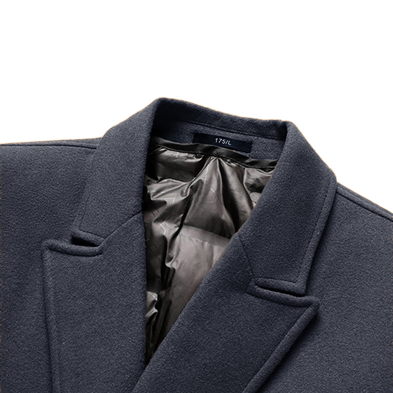 Light Gray Double-Beasted Pure Wool Overcoat