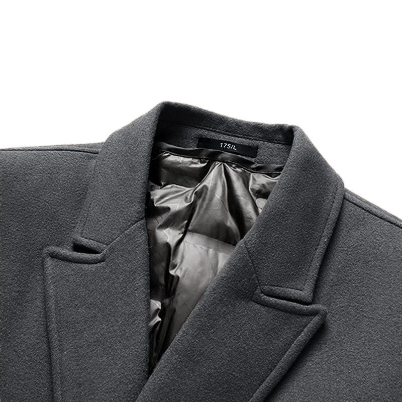 Dark Gray Double-Breasted Pure Wool Overcoat