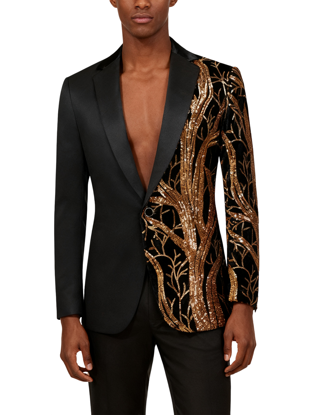 Jeweled Leaf Patchwork Suit Set (Includes a Delicate Brooch and Gift Box)