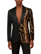 Jeweled Leaf Patchwork Suit Set (Includes a Delicate Brooch and Gift Box)