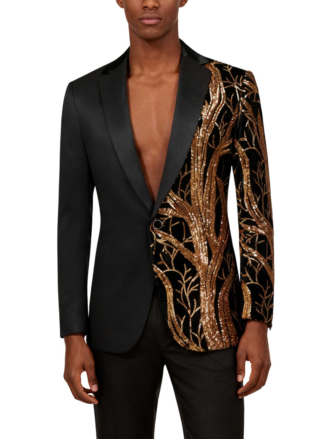 Jeweled Leaf Patchwork Suit Set (Includes a Delicate Brooch and Gift Box)