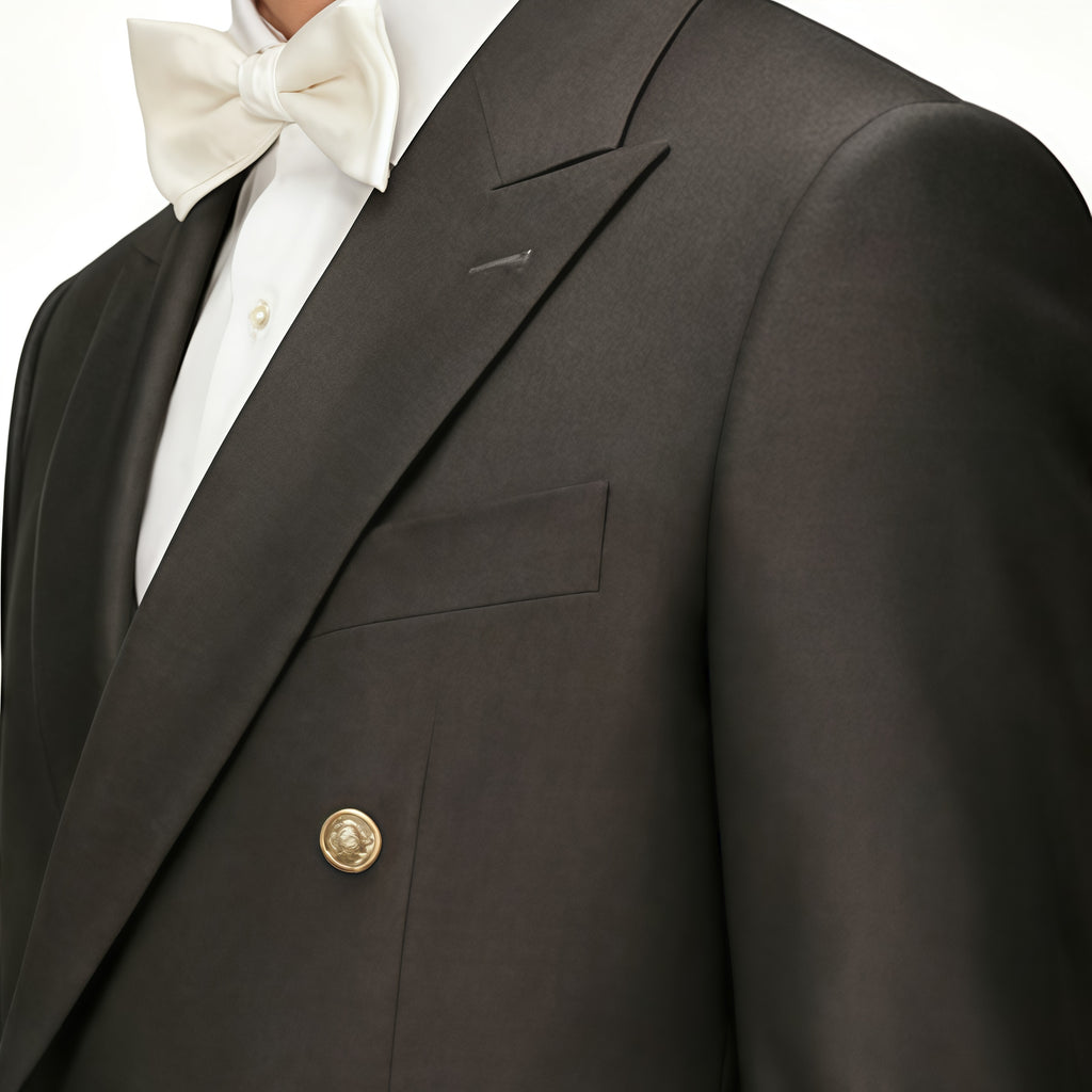 Classic Double-Breasted Dark Brown Suit