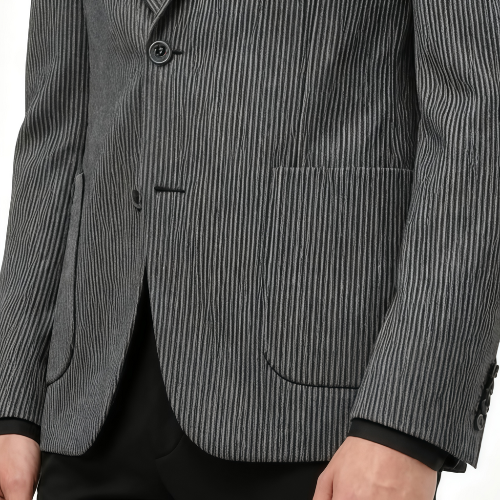 Classic Two-Button Striped Wool Blazer