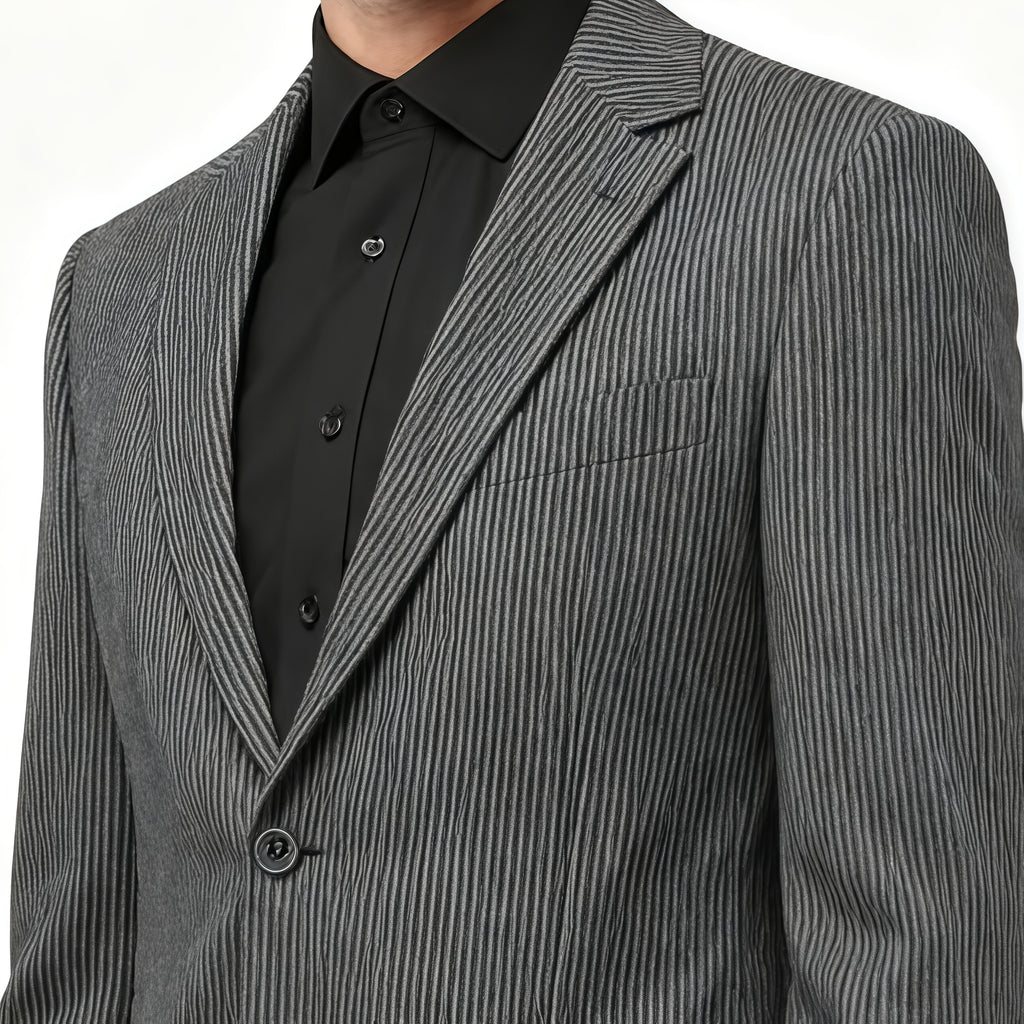 Classic Two-Button Striped Wool Blazer