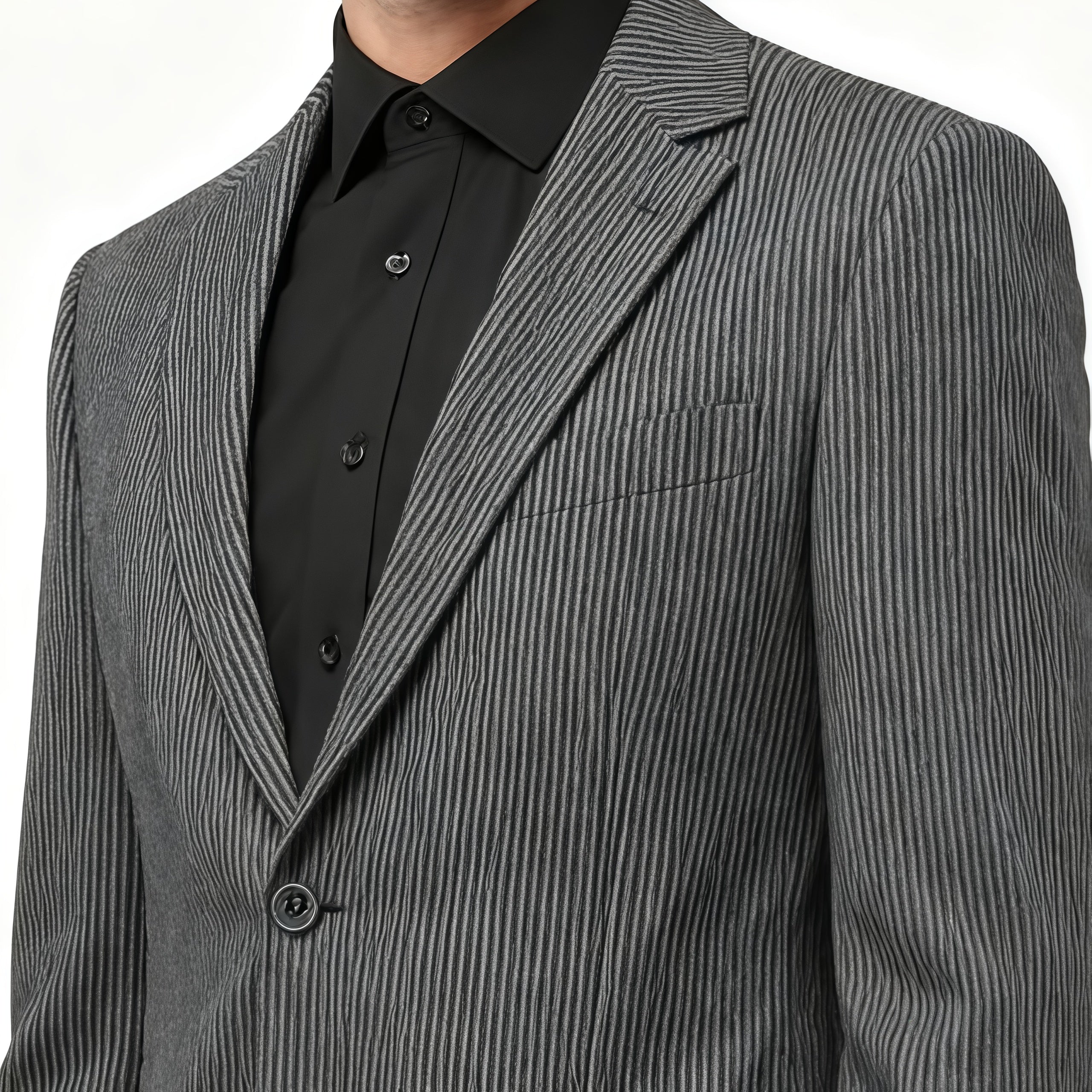 Classic Two-Button Striped Wool Blazer