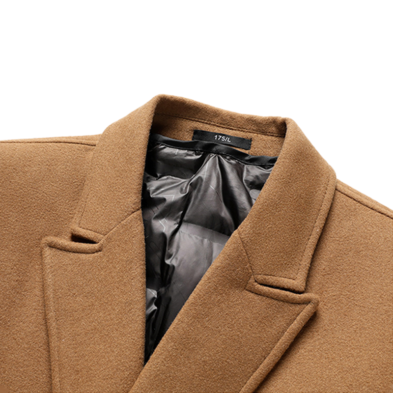 Brown Double-Beasted Pure Wool Overcoat