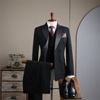 Classic double-breasted suit with notched collar. Comes with a random brooch and a beautiful gift box.