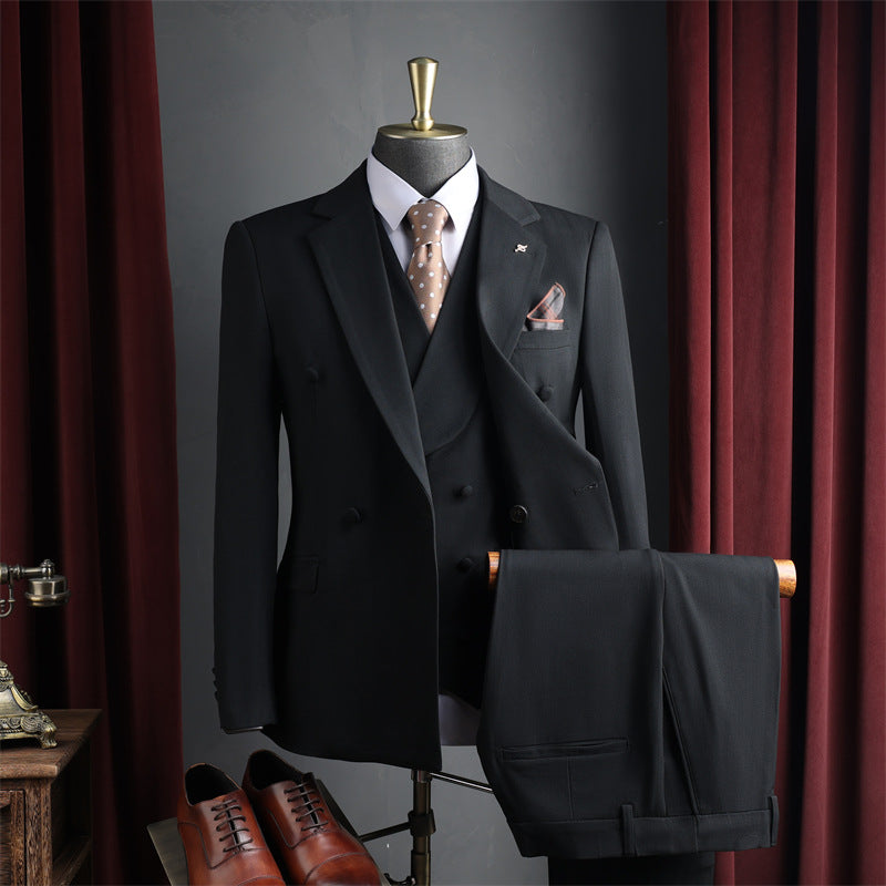 Red wine color double-breasted suit set