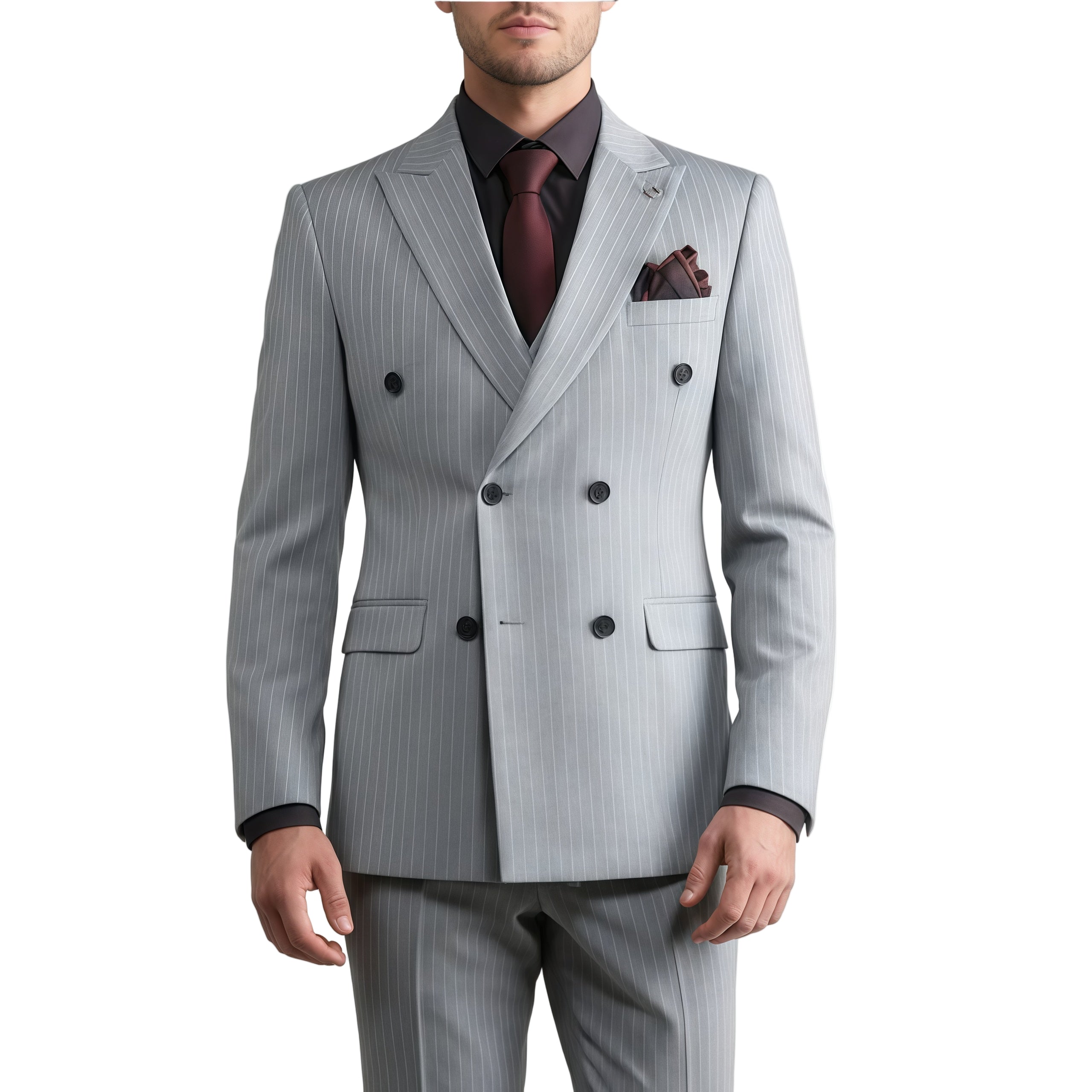 Classic Striped Wool Suit 3-Piece Set