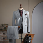 Double-breasted striped suit set, including a brooch and a beautiful gift boxDouble-breasted striped suit set, including a brooch and a beautiful gift box