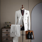 Double-breasted striped suit set, including a brooch and a beautiful gift boxDouble-breasted striped suit set, including a brooch and a beautiful gift box
