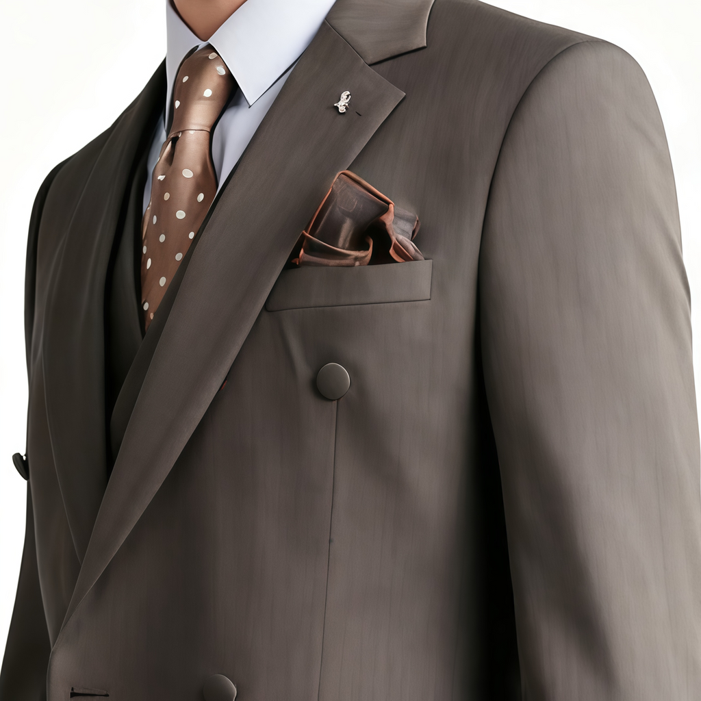 Classic Camel Double-Breasted Three-Piece Suit