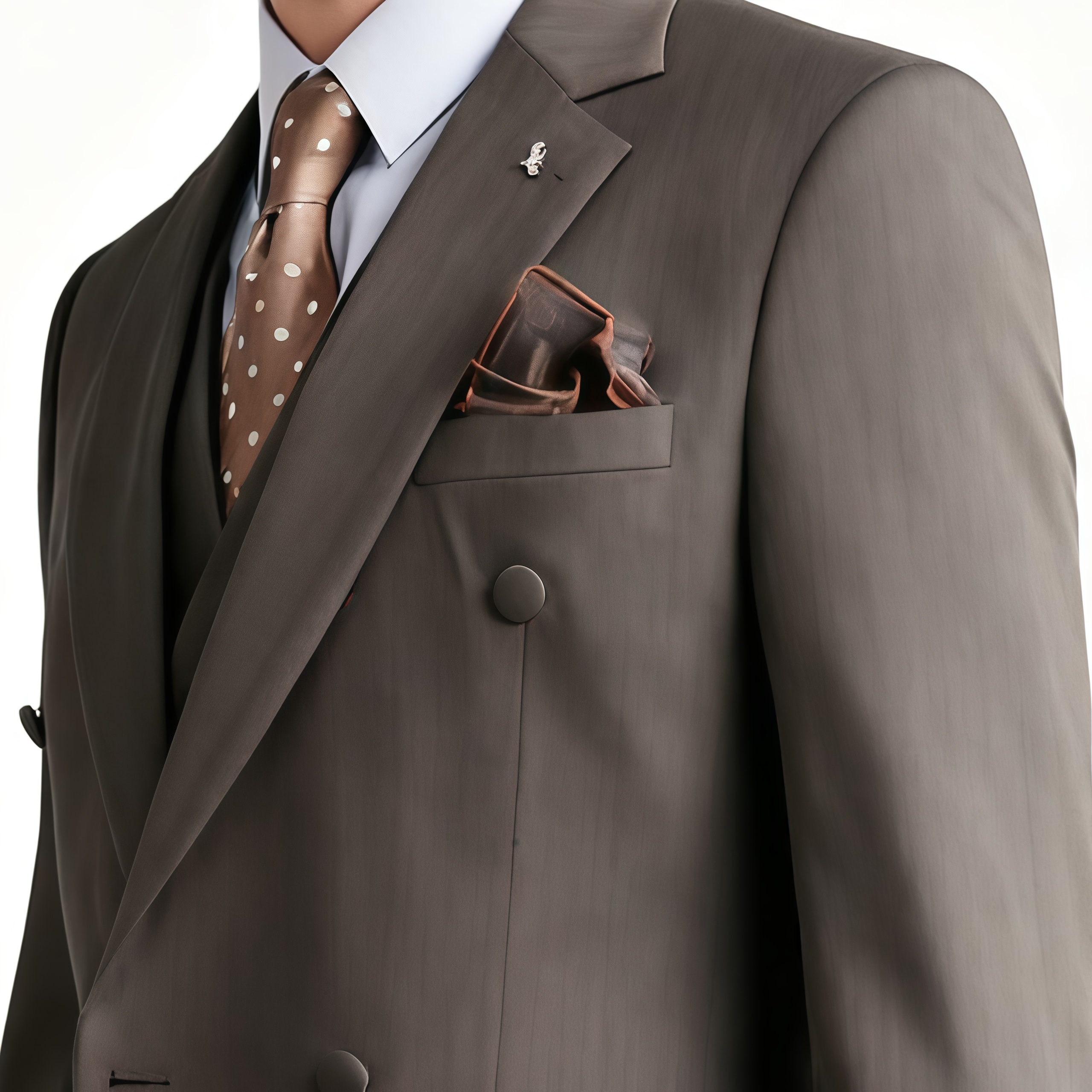 Classic Camel Double-Breasted Three-Piece Suit