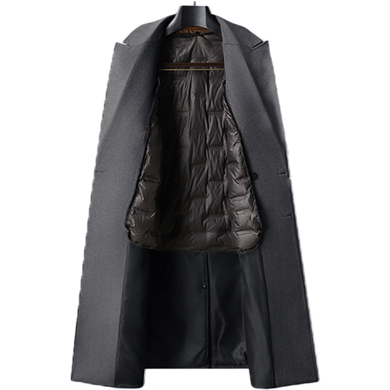 Dark Gray Double-Breasted Pure Wool Overcoat