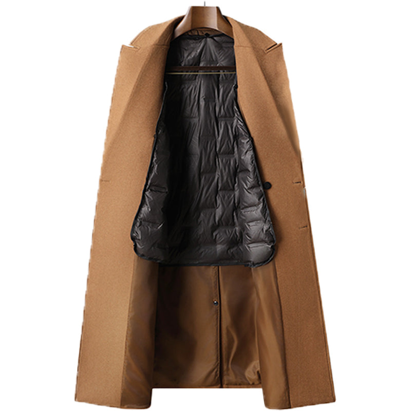 Brown Double-Beasted Pure Wool Overcoat