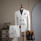 Double-breasted striped suit set, including a brooch and a beautiful gift boxDouble-breasted striped suit set, including a brooch and a beautiful gift box