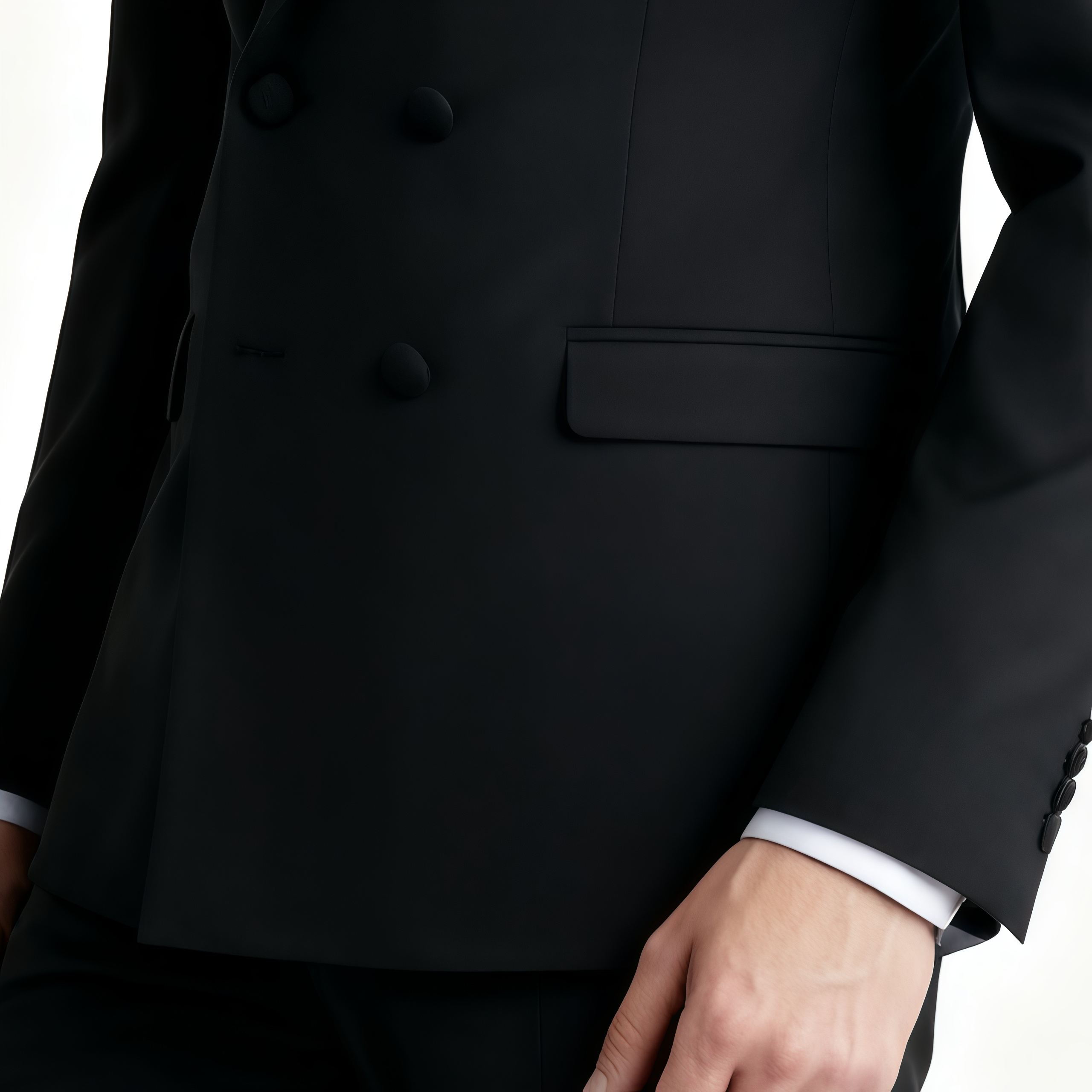 Classic Black Double-Breasted Three-Piece Suit