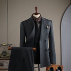 Freedom Island Striped Double-Peaked Suit, including a brooch and gift box packaging