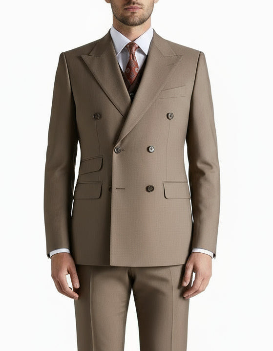 Freedom Island Double-Breasted Wool Suit 3-Piece Set