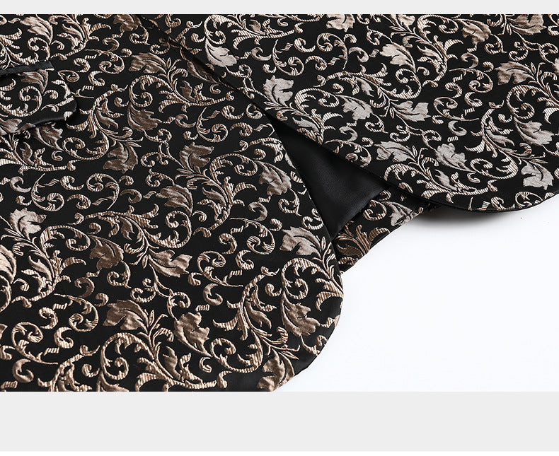 Two-piece Silk-finish Suit with Intricate Pattern