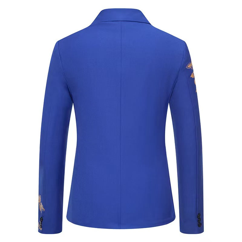 Slim-fit Suit Set with Gold-foil Leaf Pattern