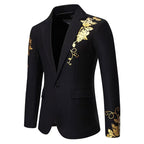Slim-fit Suit Set with Gold-foil Leaf Pattern
