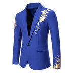 Slim-fit Suit Set with Gold-foil Leaf Pattern