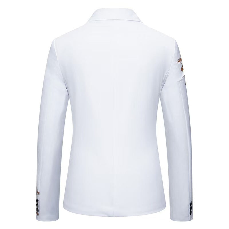Slim-fit Suit Set with Gold-foil Leaf Pattern