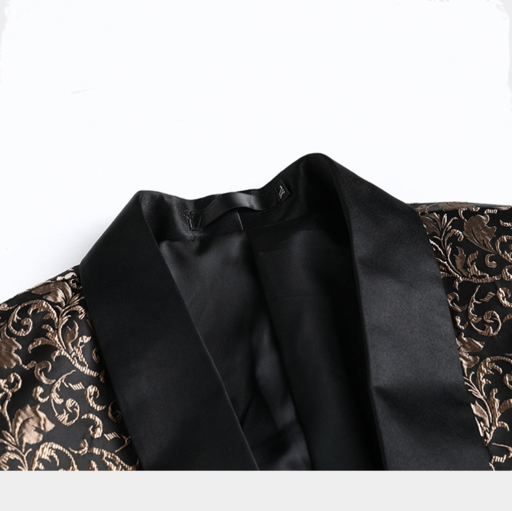 Two-piece Silk-finish Suit with Intricate Pattern