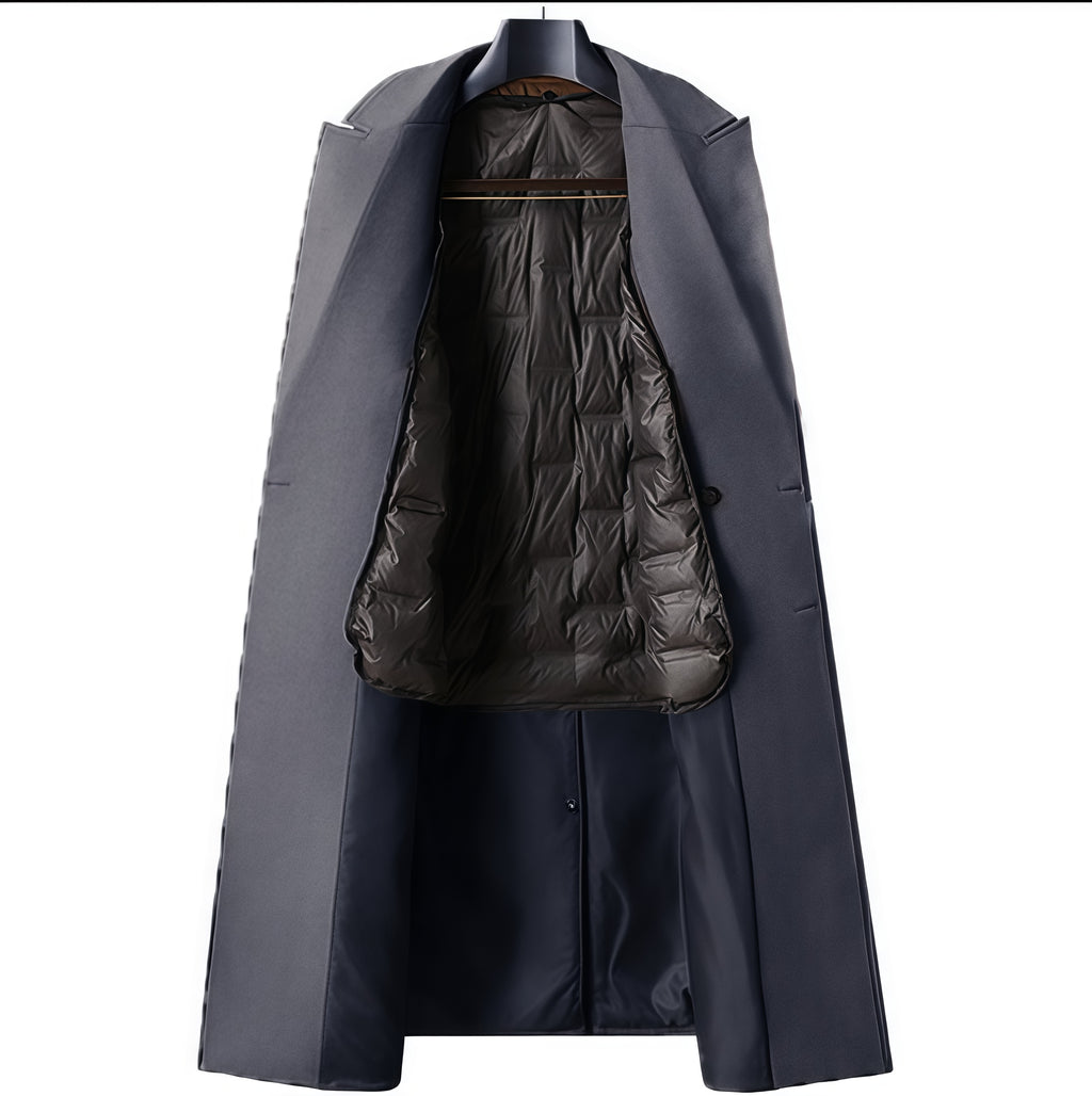 Light Gray Double-Beasted Pure Wool Overcoat