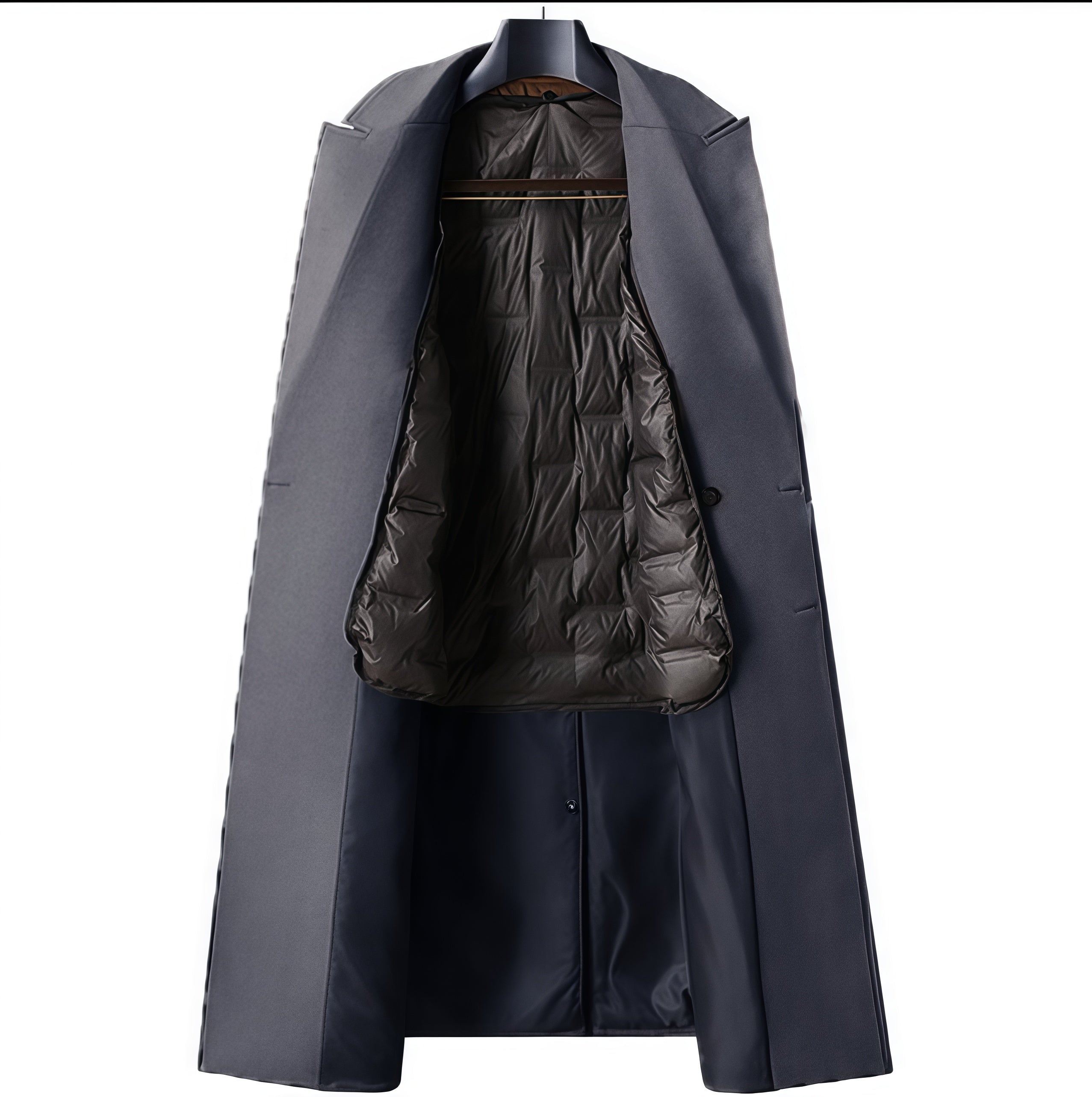 Light Gray Double-Beasted Pure Wool Overcoat