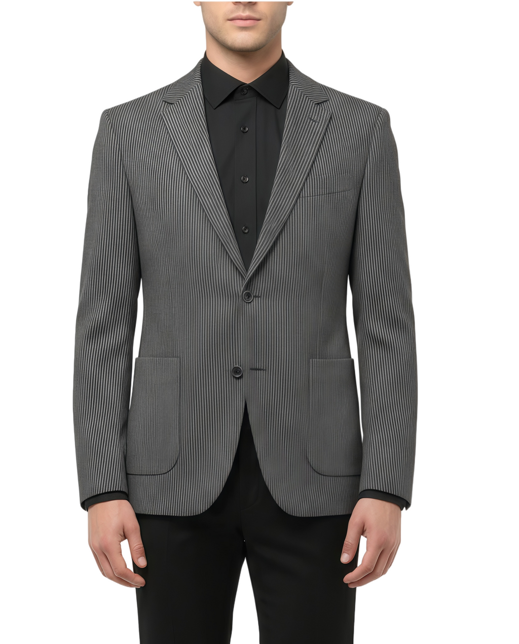 Classic Two-Button Striped Wool Blazer