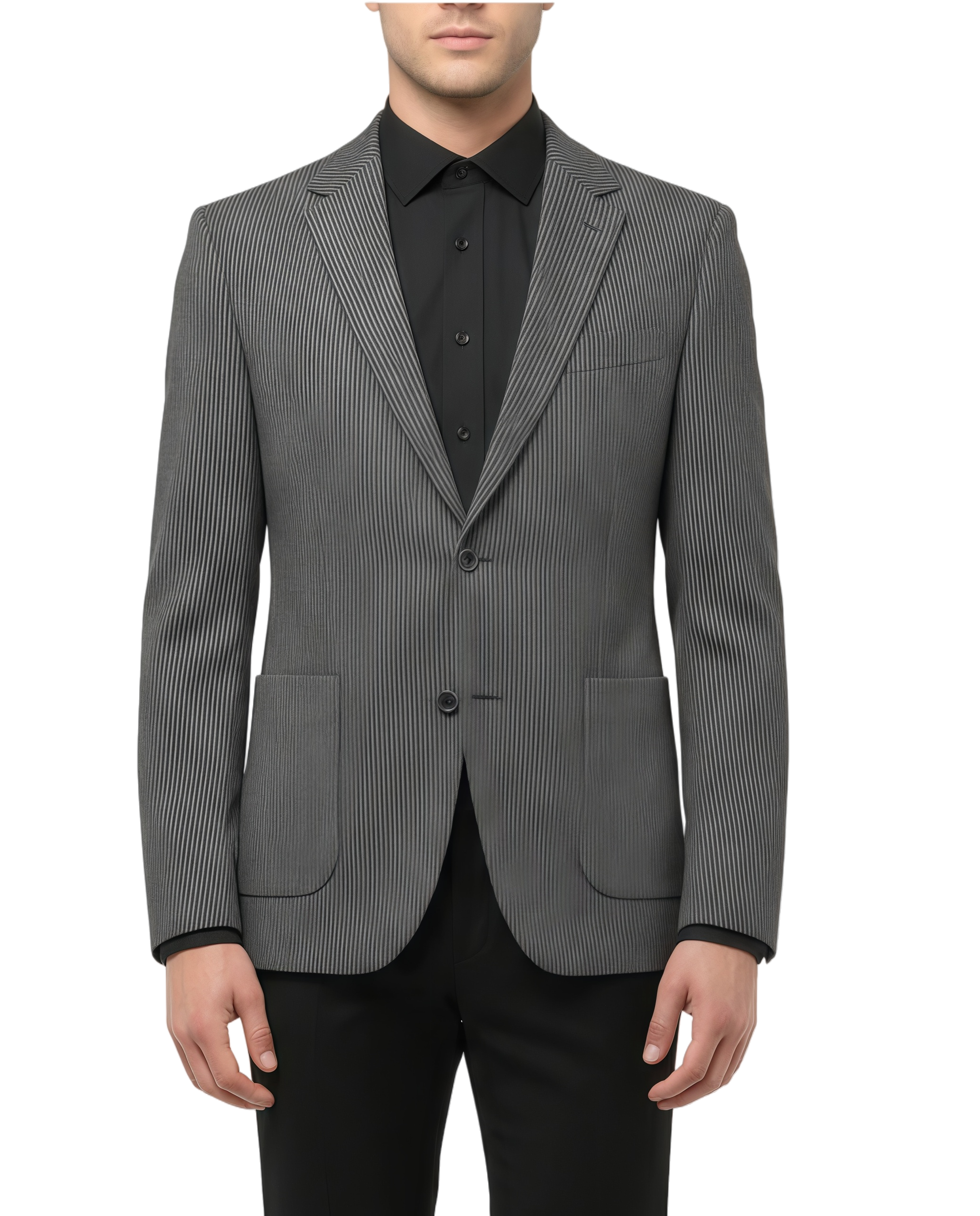 Classic Two-Button Striped Wool Blazer