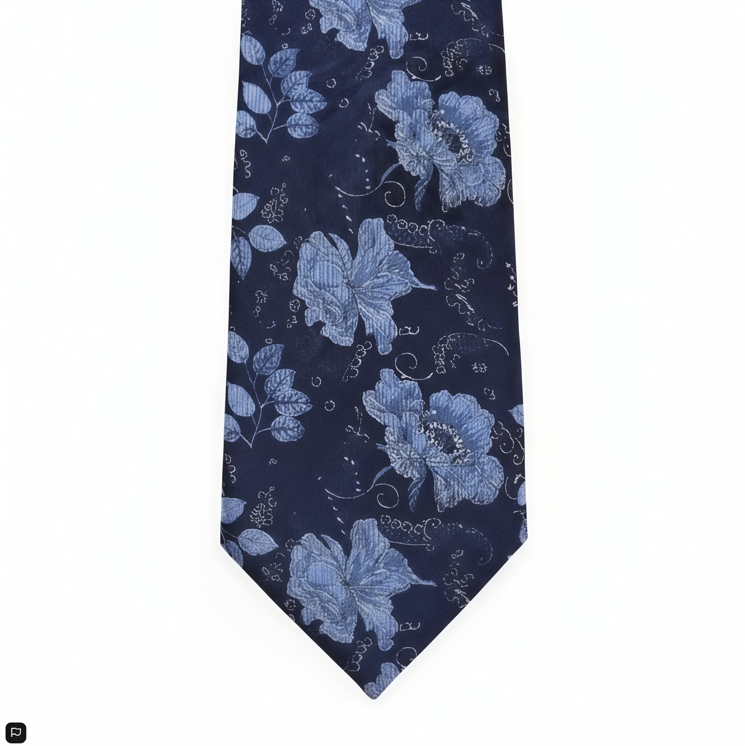 Blue Tie with Peony Pattern