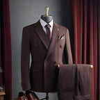 Red wine color double-breasted suit set